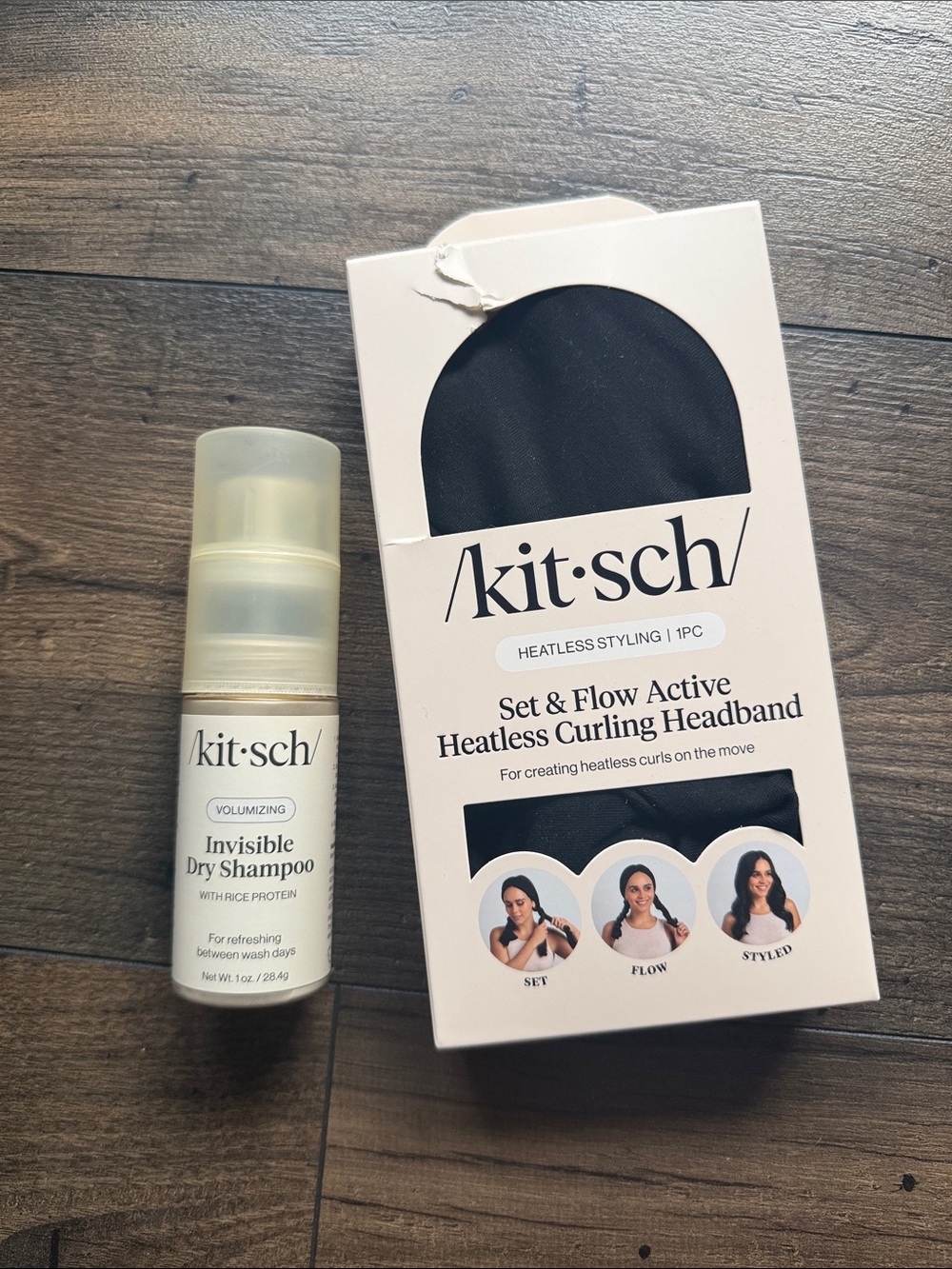 kitsch Set & Flow Heatless Curling Headband + Volumizing Invisible Dry Shampoo🖤